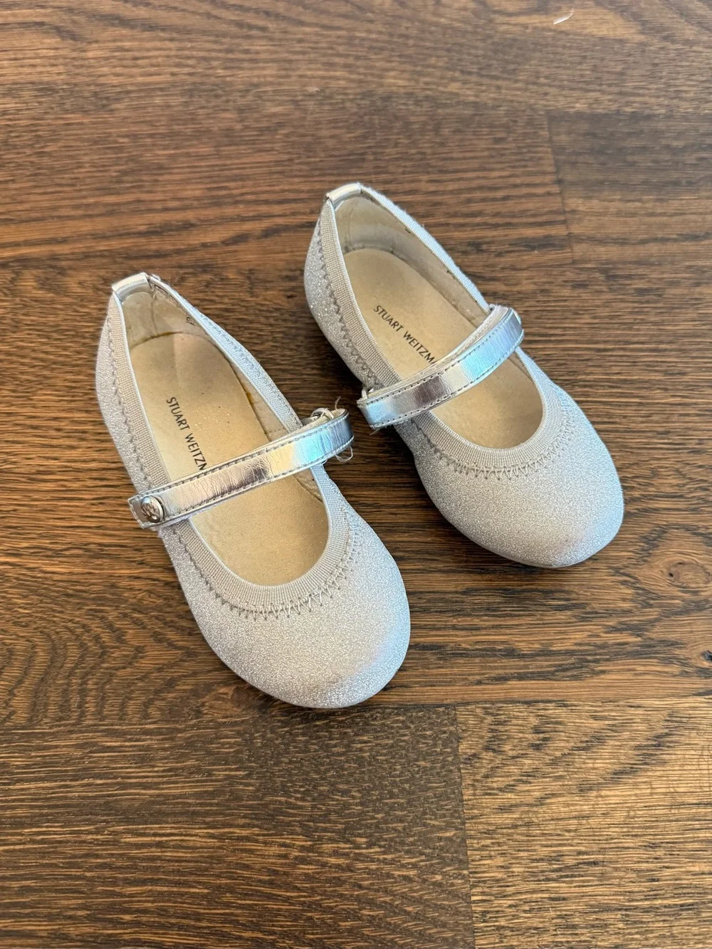 Stuart Weitzman Sparkling Silver Baby Shoes